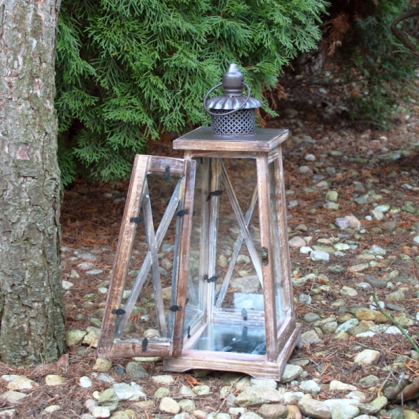 Veľká drevená lucerna L 46cm