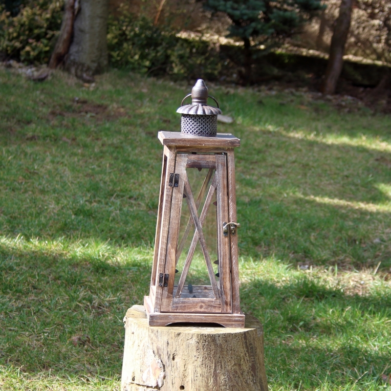 Veľká drevená lucerna L 46cm