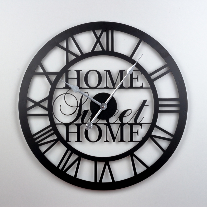 Veľké nástenné hodiny kovové Home sweet home 60cm