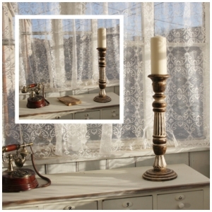 Veľký drevený svietnik na jednu sviečku 51cm