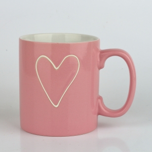 Veľký keramický hrnček so srdcom ružový 700ml