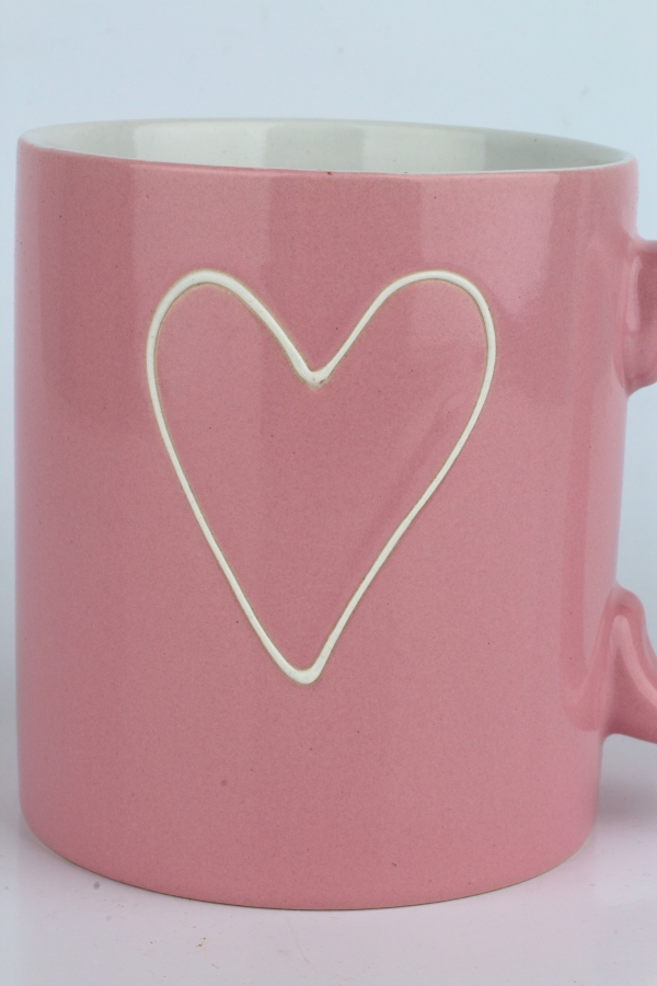 Veľký keramický hrnček so srdcom ružový 700ml