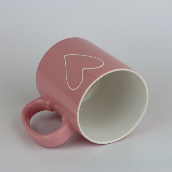 Veľký keramický hrnček so srdcom ružový 700ml