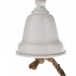 Velký kovový zvon na zavesenie biely 18x28cm