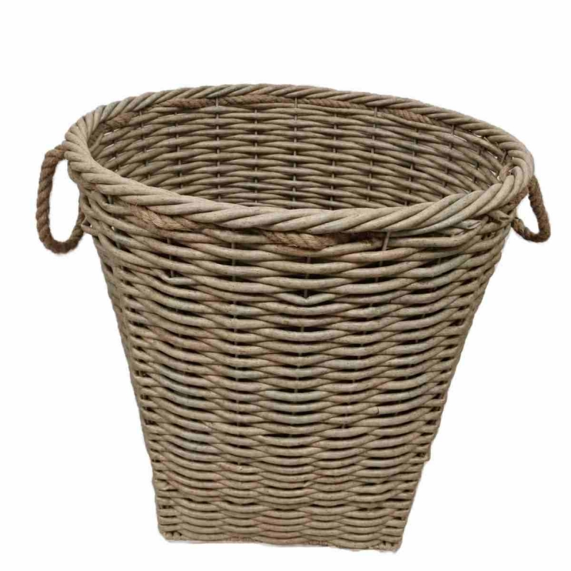 Veľký okrúhly obal na kvetináč z umelého prútia - šedobéžový 53 cm