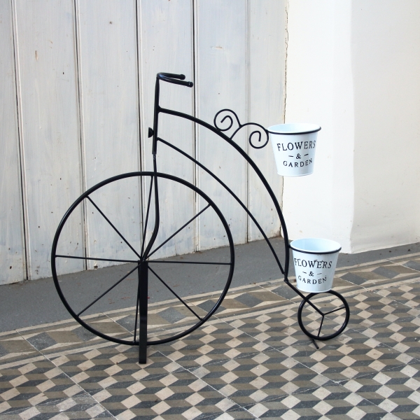 Veľký kvetináč kovové kolo čierne