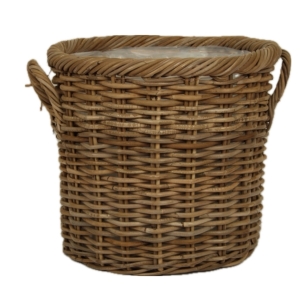 Veľký prútený kvetináč okrúhly priemer 47cm a výška 42cm