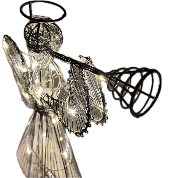 Veľký svetelný anjel s trúbkou 53 x 26 x 12 cm