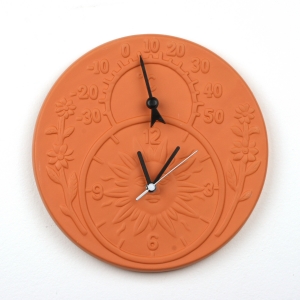 Vonkajšie keramické hodiny s teplomerom slnko 30cm