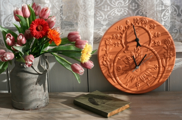 Vonkajšie keramické hodiny s teplomerom slnko 30cm