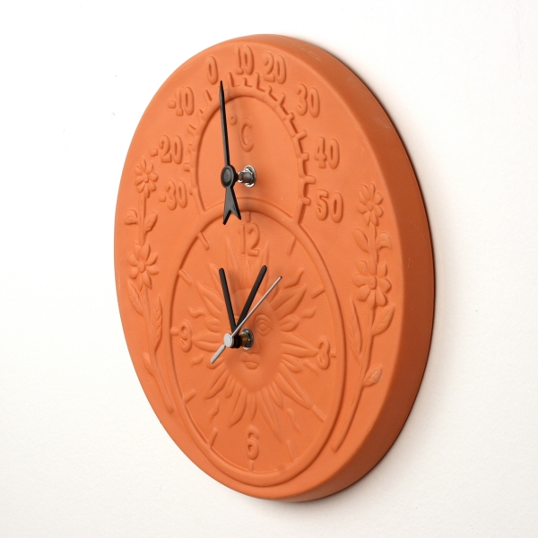 Vonkajšie keramické hodiny s teplomerom slnko 30cm