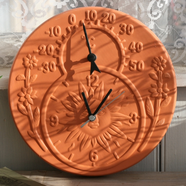 Vonkajšie keramické hodiny s teplomerom slnko 30cm