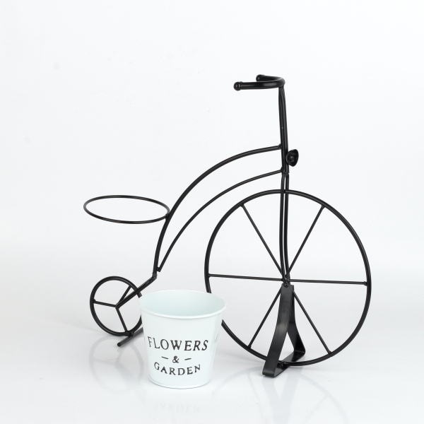 Vonkajší kvetináč kovové kolo čierne