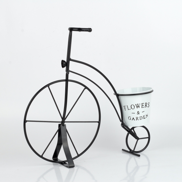 Vonkajší kvetináč kovové kolo čierne