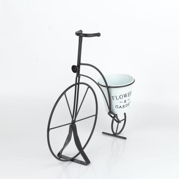 Vonkajší kvetináč kovové kolo čierne