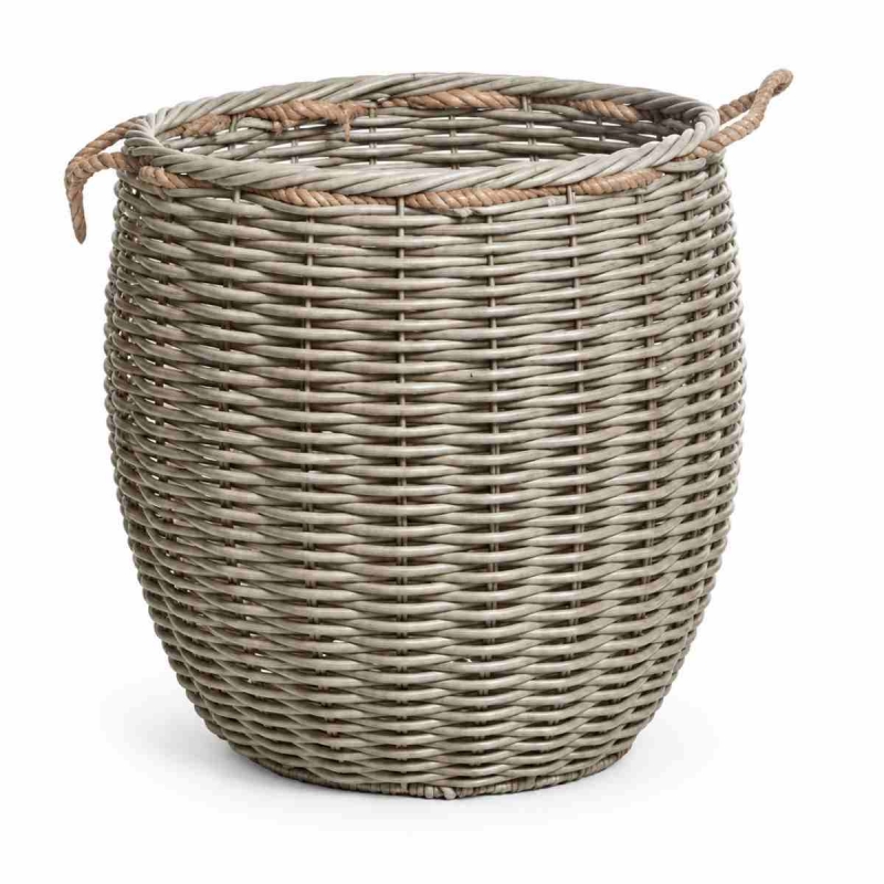 Vonkajší obal na kvetináč z umelého ratanu – okrúhly hnedý Ø 45 × 52 cm