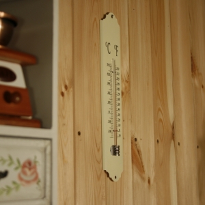 Vonkajší teplomer biely kov 30cm