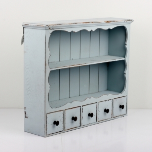 Vidiecka nástenná polica do kuchyne modrá 68x19x56cm