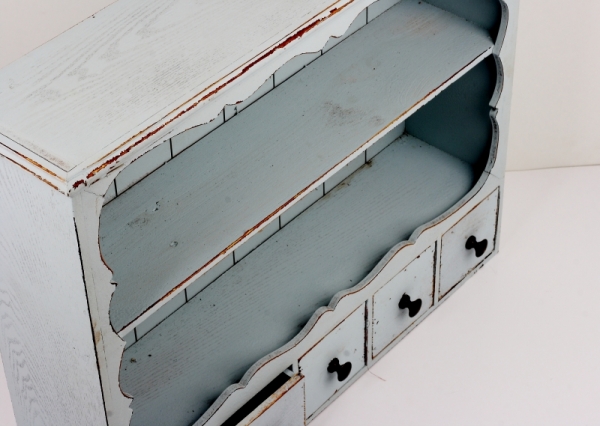 Vidiecka nástenná polica do kuchyne modrá 68x19x56cm