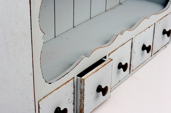 Vidiecka nástenná polica do kuchyne modrá 68x19x56cm