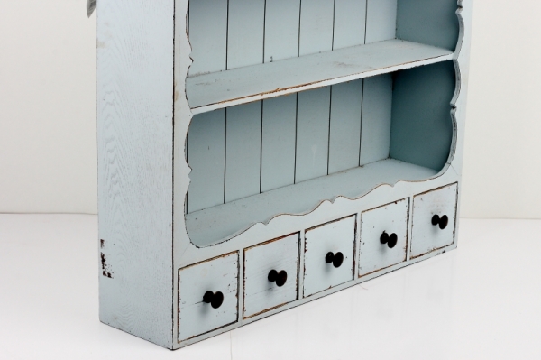 Vidiecka nástenná polica do kuchyne modrá 68x19x56cm