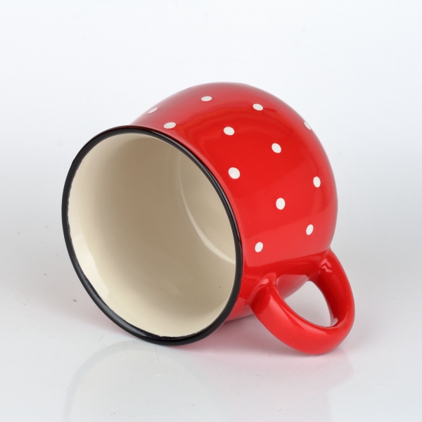Hrnek na mlieko červený s bodkami 770ml