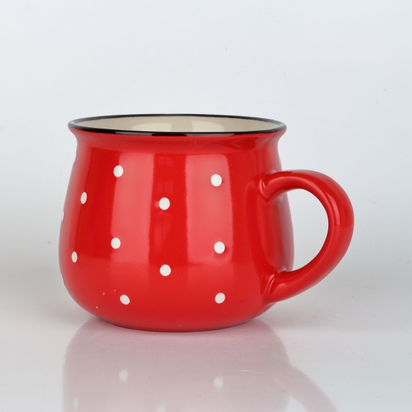 Hrnek na mlieko červený s bodkami 770ml