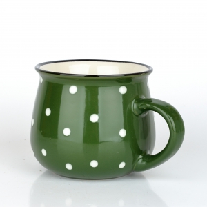 Vidiecky hrnček zelený s bodkami 770ml