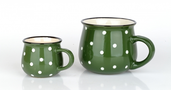 Vidiecky hrnček zelený s bodkami 770ml
