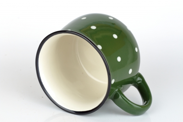 Vidiecky hrnček zelený s bodkami 770ml