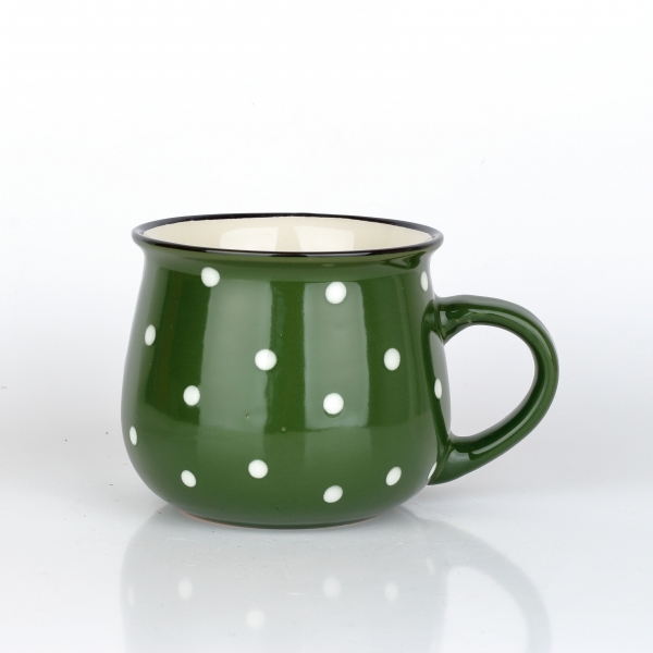 Vidiecky hrnček zelený s bodkami 770ml
