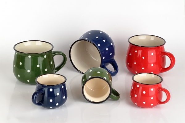 Vidiecky hrnček zelený s bodkami 770ml