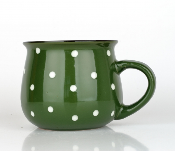 Vidiecky hrnček zelený s bodkami 770ml