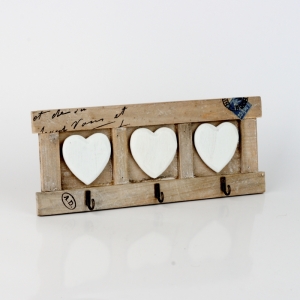 Vešiak na kľúče 3 háčiky srdcia 32x13cm