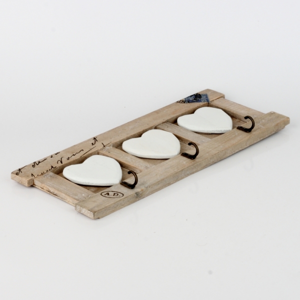 Vešiak na kľúče 3 háčiky srdcia 32x13cm