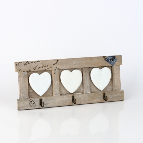 Vešiak na kľúče 3 háčiky srdcia 32x13cm