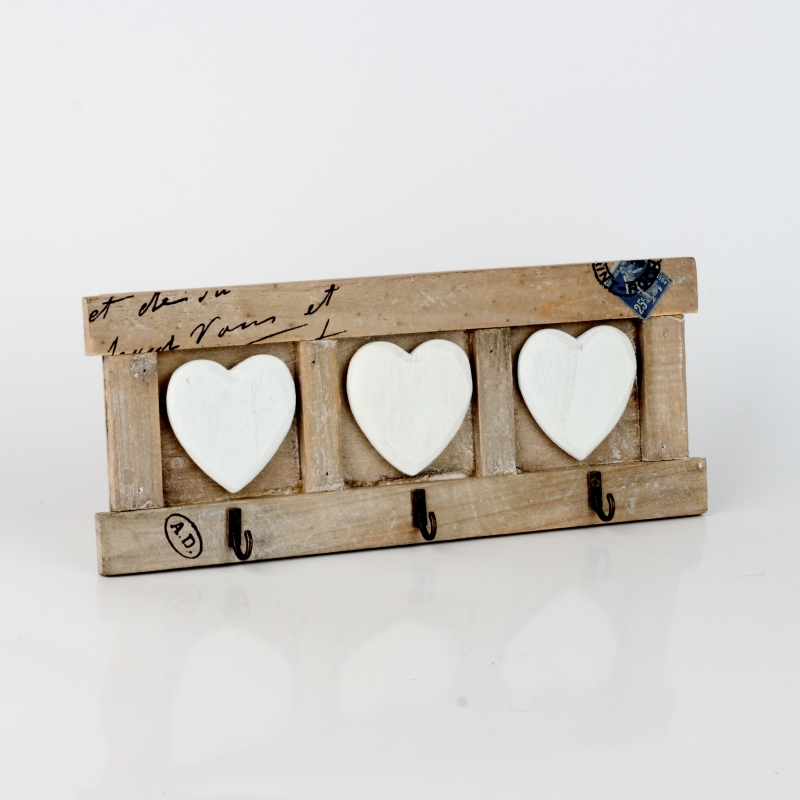 Vešiak na kľúče 3 háčiky srdcia 32x13cm