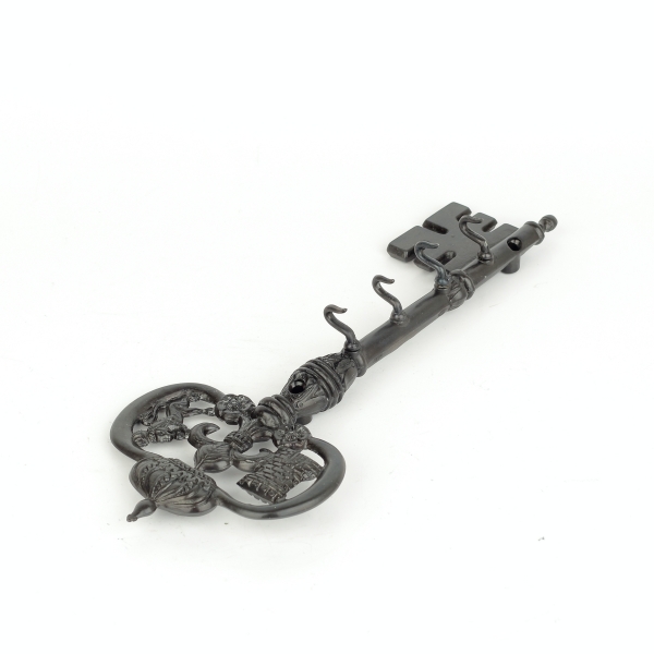 Vešiak na kľúče historický kľúč so štyrmi háčikmi 27 x 10 cm kov