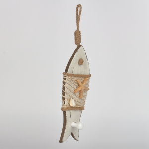 Vešiak na kľúče ryba biela 9x34x5cm