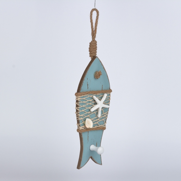 Vešiak na kľúče ryba modrá 9x34x5cm