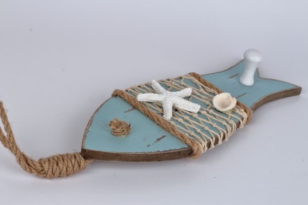 Vešiak na kľúče ryba modrá 9x34x5cm