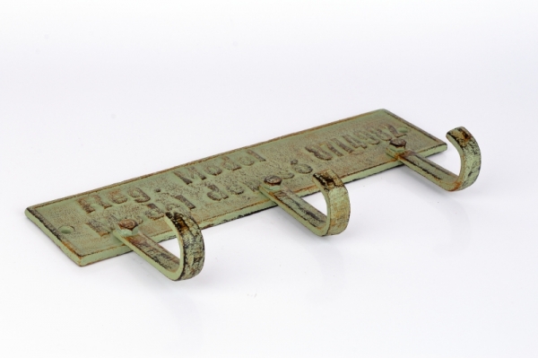 Vešiak trojháčik na stenu zelená patina 27,3cm