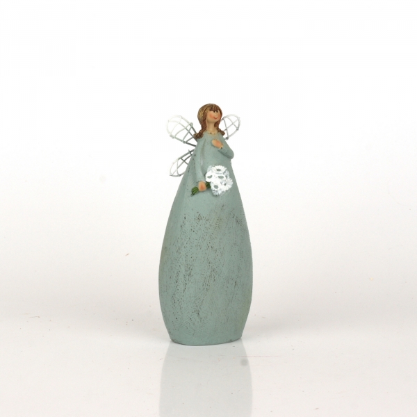 Víla v modrých šatách Ruka na srdci 15cm