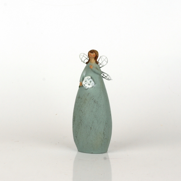 Víla v modrých šatách Ruka na srdci 15cm