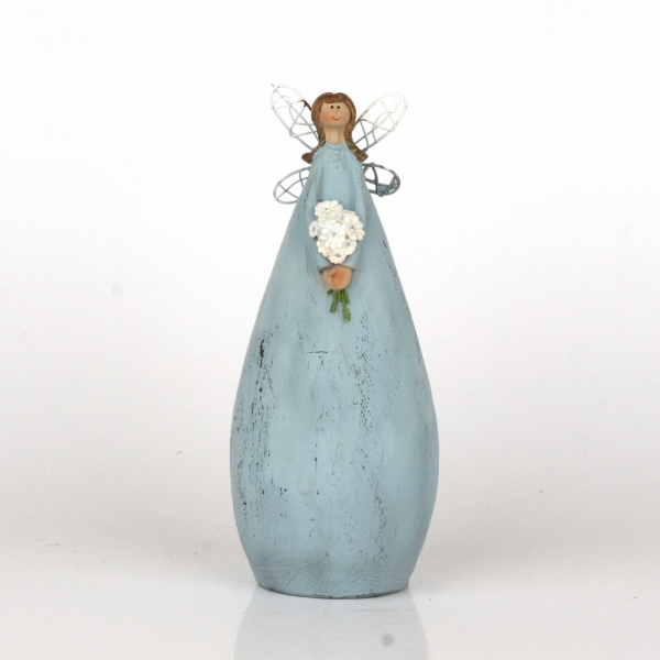 Víla v modrých šatách s kyticou 20cm