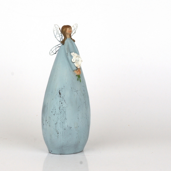 Víla v modrých šatách s kyticou 20cm