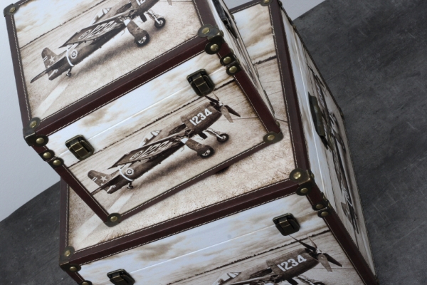 Vintage kufor lietadlo 27x27x21cm