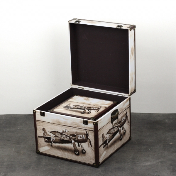 Vintage kufor lietadlo 37x37x31cm