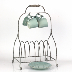 Vintage stojan / odkvapávač na taniere a hrnčeky 39 cm