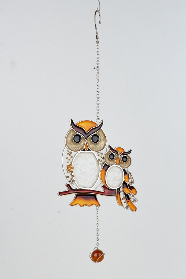 Vitráže - malej sovy na závese 43cm